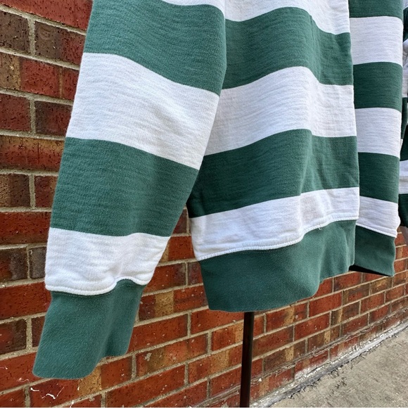 Arizona Jean Co Y2K Rugby Striped 1/4 Button Collar Green White Long Sleeve M - Picture 6 of 17